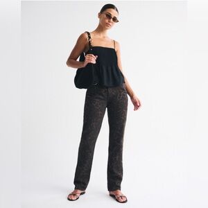 Abercrombie Mid Rise 90s Straight Leopard Print Jean